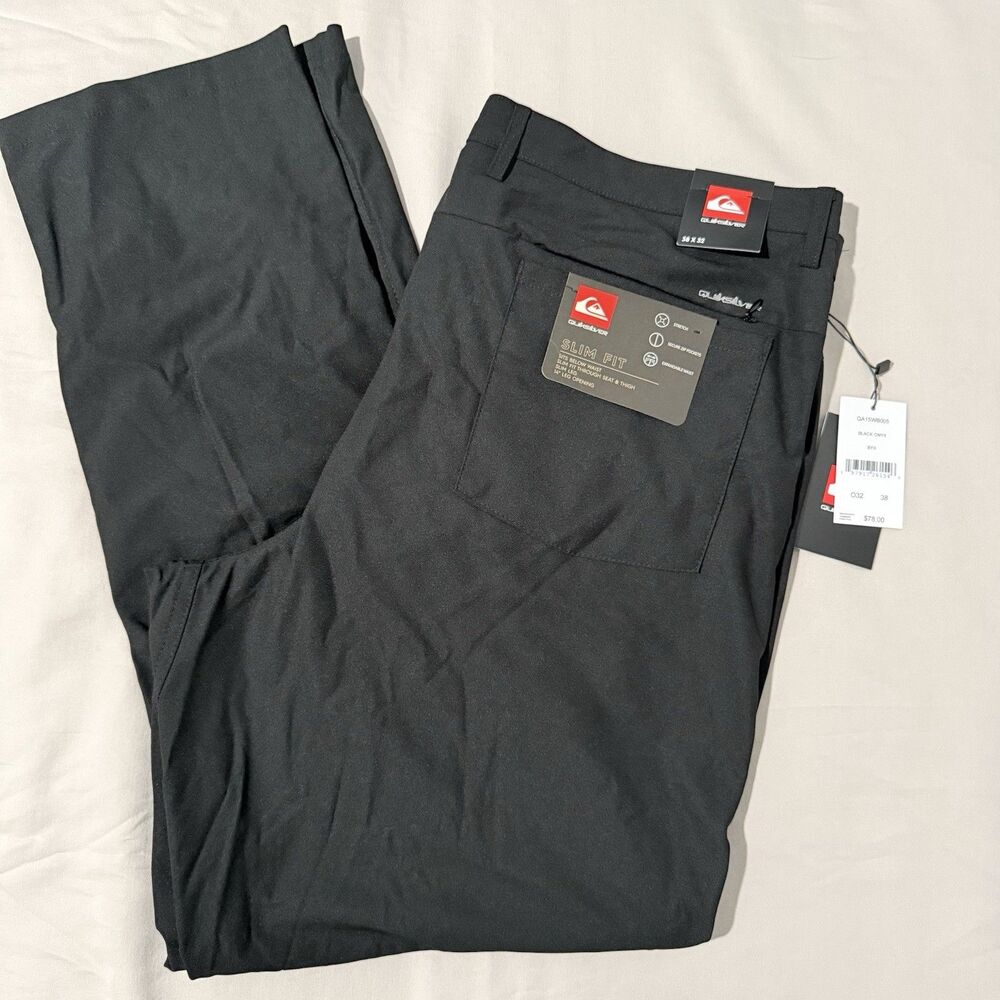 Quiksilver Golf Pants Men’s Black Slim Fit Stretch Tech 38 X 32